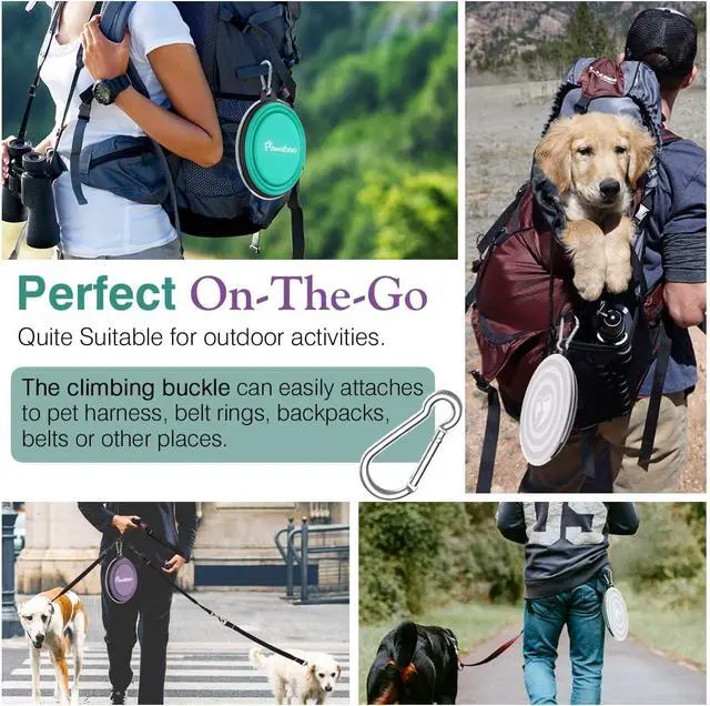 Alt view image 3 of 7 - Pawaboo Collapsible Travel Dog Bowls 2 Pack with Lids&Carabiners Silicone | Feeding Watering Bowls for Dogs Cats, Collapsable Water Feeder Food Bowl for Walking Traveling Home Use, VioletTurquoise