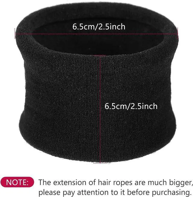 Alt view image 2 of 6 - EBOOT 20 Pieces Large Cotton Stretch Hair Ties Bands Rope Ponytail Holders Headband for Thick Heavy or Curly Hair, 6.5 cm in Diameter (Black)