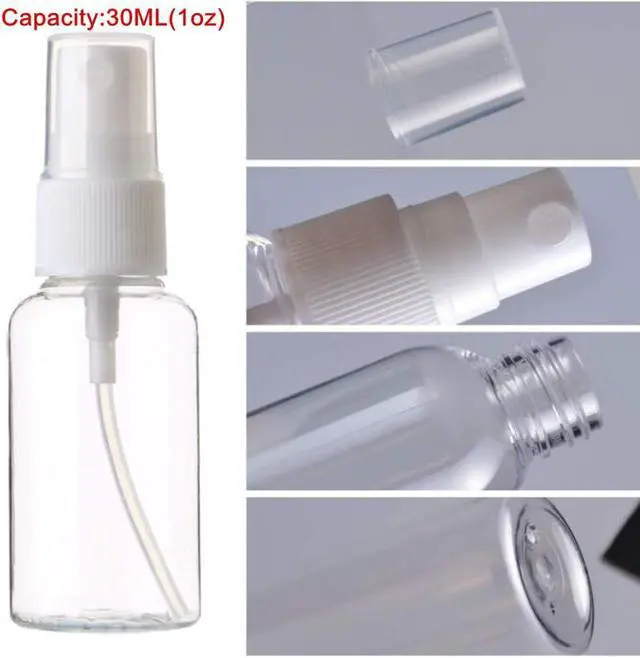 Alt view image 3 of 7 - SINIDE Spray Bottles 30 ml/1 oz, 4 Pack Clear Empty Fine Mist Plastic Mini Travel Bottle Set, Portable Refillable Makeup Sprayer Containers for Perfume, Liquids, Aromatherapy, Small Size