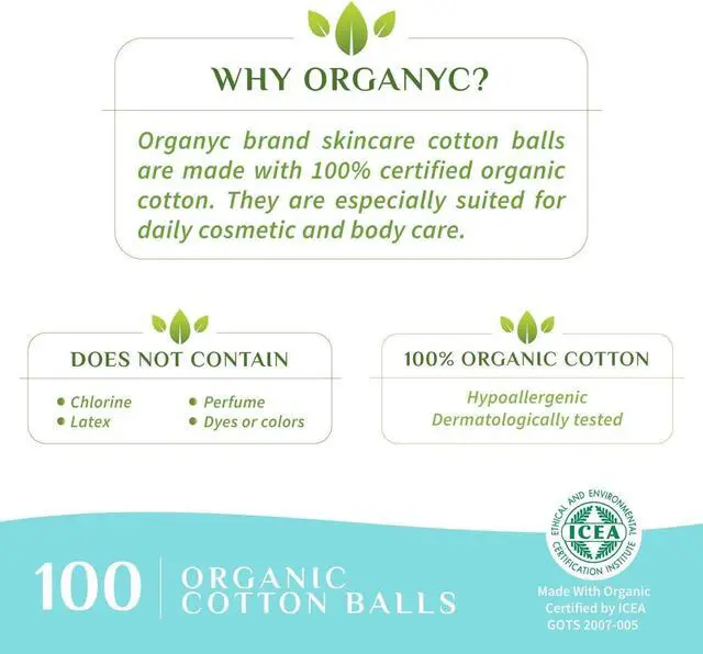Alt view image 6 of 6 - Organyc 100% Organic Cotton Balls for Sensitive Skin, 100 Count
