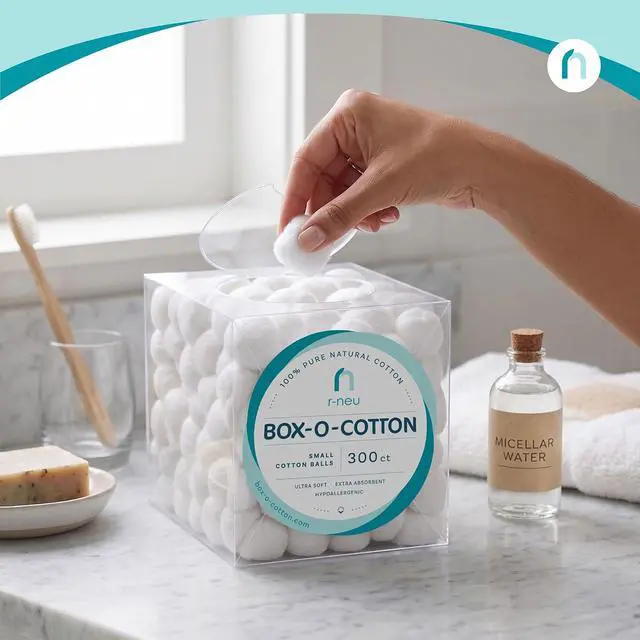 Alt view image 2 of 7 - R-Neu Box-O-Cotton, 300 Small Cotton Balls in a Box (300 Count)