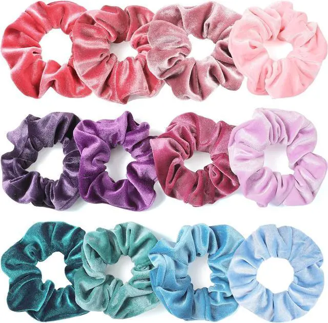 Main image of IVARYSS Scrunchies for Girls, 12 Pcs Velvet Scrunchies for Hair, Soft Ponytail Holder, Cute Colors Elastic Hair Bands for Teens and Women