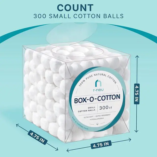 Alt view image 4 of 7 - R-Neu Box-O-Cotton, 300 Small Cotton Balls in a Box (300 Count)