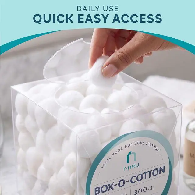 Alt view image 7 of 7 - R-Neu Box-O-Cotton, 300 Small Cotton Balls in a Box (300 Count)