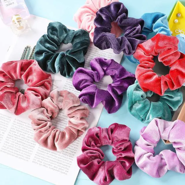 Alt view image 5 of 7 - IVARYSS Scrunchies for Girls, 12 Pcs Velvet Scrunchies for Hair, Soft Ponytail Holder, Cute Colors Elastic Hair Bands for Teens and Women