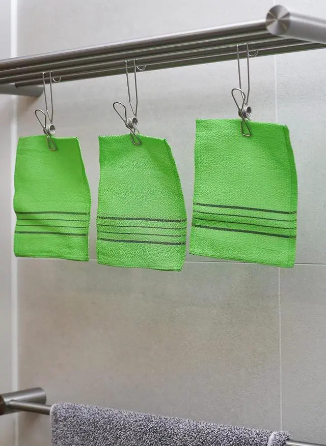 Alt view image 2 of 7 - Quality Korean Bath Exfoliating Washcloth Body Scrub Towels. Made in Korea (Green, 3 Pcs)