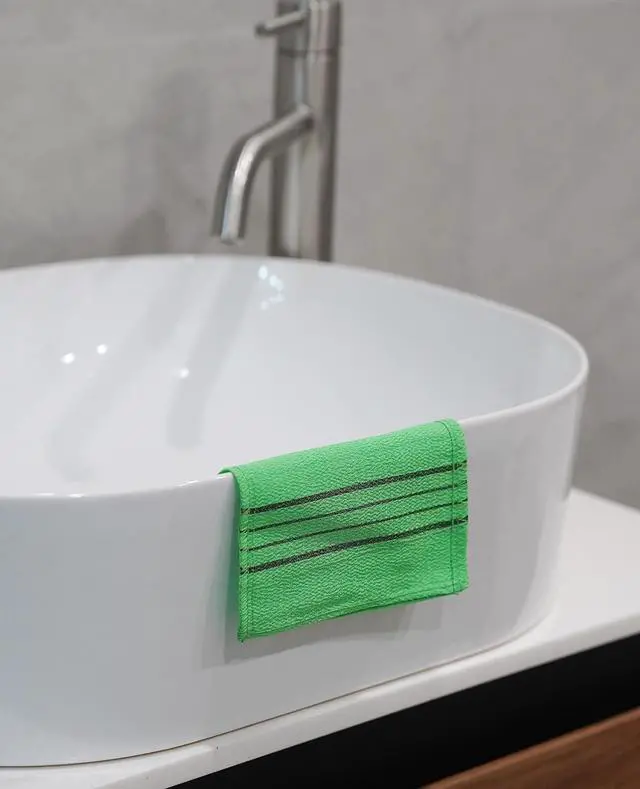 Alt view image 5 of 7 - Quality Korean Bath Exfoliating Washcloth Body Scrub Towels. Made in Korea (Green, 3 Pcs)