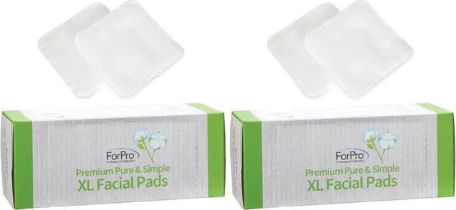 Main image of ForPro Premium Pure & Simple XL Facial Pads, Triple Layered Ultra Soft Disposable Makeup Remover Pads, 100% Vegan & Cruelty-Free, 60-Count, (Pack of 2)