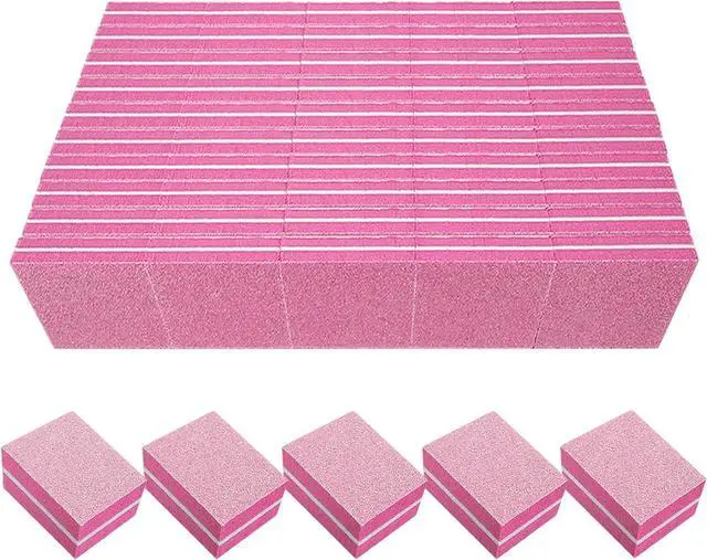 Main image of 80/80 Grit Nail Buffers (50 Pack), Mini Nail Buffer Block Nail Files for Acrylic Nails and Natural Nails, Coarse Nail Buffer Blocks Bulk Buffing for Nail Buff Professional Manicure File Set Pink