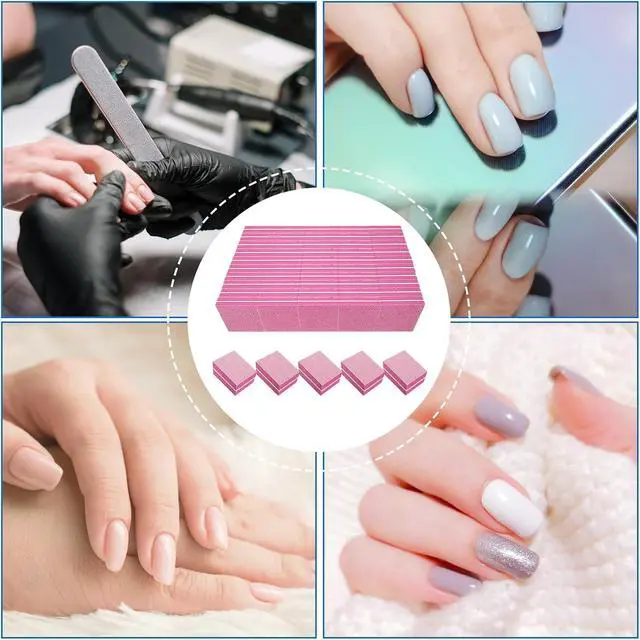 Alt view image 6 of 7 - 80/80 Grit Nail Buffers (50 Pack), Mini Nail Buffer Block Nail Files for Acrylic Nails and Natural Nails, Coarse Nail Buffer Blocks Bulk Buffing for Nail Buff Professional Manicure File Set Pink