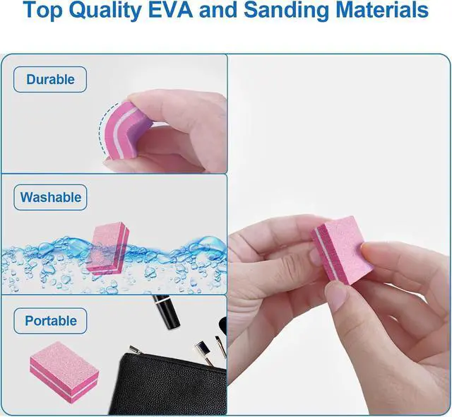 Alt view image 5 of 7 - 80/80 Grit Nail Buffers (50 Pack), Mini Nail Buffer Block Nail Files for Acrylic Nails and Natural Nails, Coarse Nail Buffer Blocks Bulk Buffing for Nail Buff Professional Manicure File Set Pink