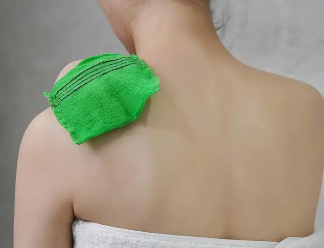 Alt view image 7 of 7 - Quality Korean Bath Exfoliating Washcloth Body Scrub Towels. Made in Korea (Green, 3 Pcs)