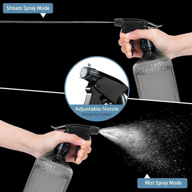 Alt view image 2 of 7 - 2 Pcs Spray Bottles, 18 oz Empty Water Spray Bottles, Plastic Reusable Adjustable Mist Sprayer Squirt Bottles Containers Refillable for Cleaning Solutions, Gardening, Plants