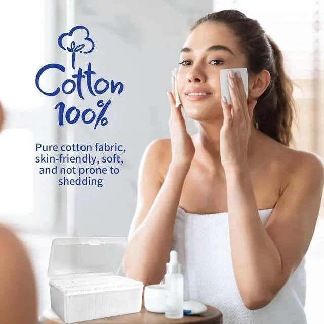Alt view image 7 of 7 - Square Cotton Pads for Face (475 Count) - 100% Pure Cotton, Soft Lint-Free Makeup Remover Pads for Facial and Eye Use, Double-Sided Design to Save Water and Hypoallergenic (75 Thick & 400 Ultra-Thin)