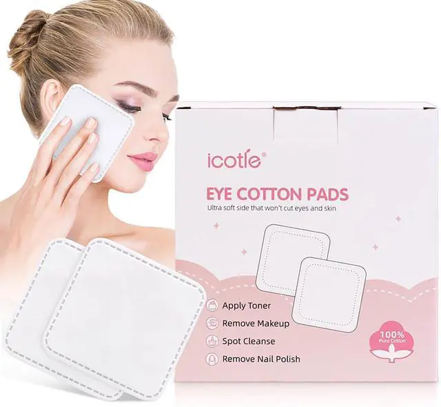 Main image of 200-Count Eye Cotton Pads 100% Cotton Ultra Soft Square Cotton Pads, Spunlace Purely Physical Technology, Makeup Remover Pads for Facial Cleansing on All Skin Types