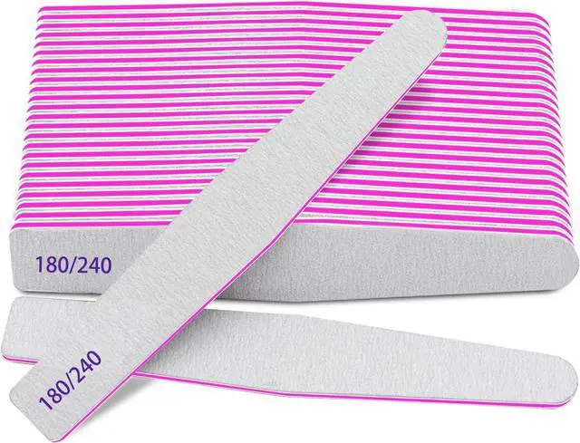 Main image of Professional Nail Files, Emery Board Nail File for Natural Nails 100/180/240 Grit Nail Files for Acrylic Nails 12pcs Fine Grit Nail File Manicure Tools Coarse Fingernail Files (180/240 Grit)