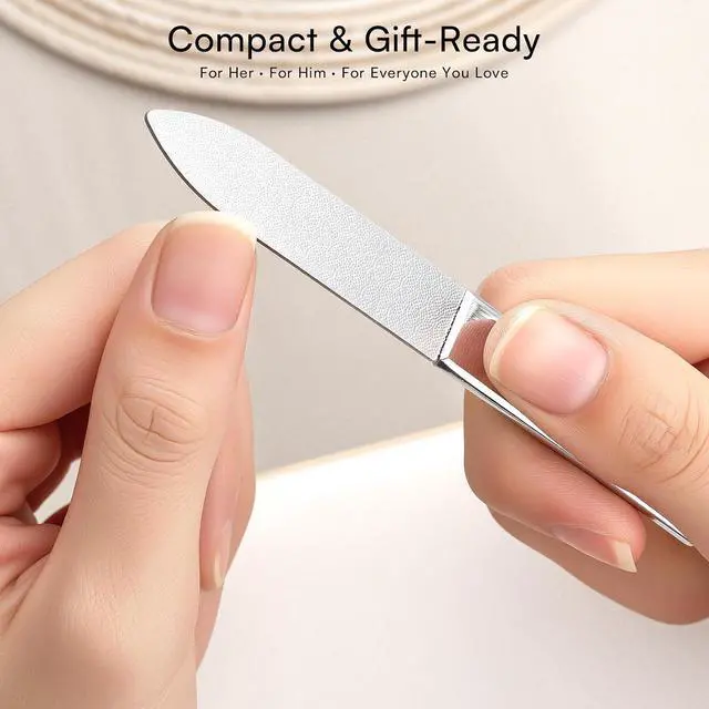 Alt view image 2 of 7 - Makartt Metal Nail File for Natural Nails: Stainless Steel File, 1PC | Dual-Sided Coarse & Fine Grinding Surface, Precision, Durable, Nail Care Tool with Leather Case, for Women & Men