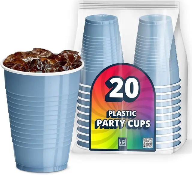 Main image of DecorRack Light Blue 12 oz Plastic Cups, Party Supplies (20 Pack)