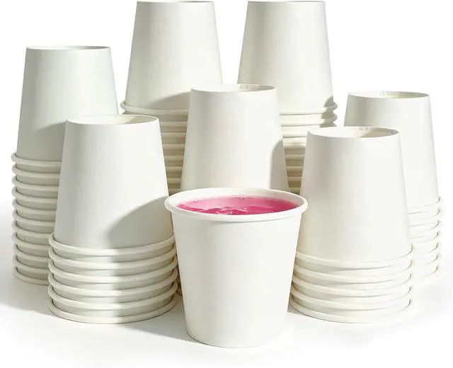Main image of 100 Pack 3 oz Bathroom Cups(2" Top Dia × 1.9" H × 1.4" Base), BPA-Free Disposable Mouthwash Cups, Stackable Leak-Proof Disposable Paper Cups for Rinsing, Espresso, Medication & Sampling(White)