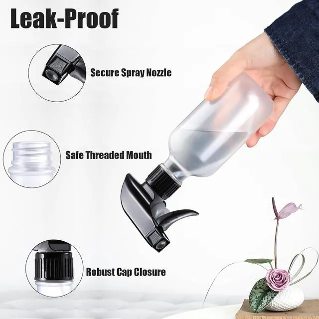 Alt view image 4 of 6 - Spray Bottles 2 Pack 10 oz Refillable Plastic Squirt Bottle for Liquid | Fine Mist Water Spray Bottle with Adjustable Stream Nozzle BPA-free Spray Bottle for Hair, Plant, Cleaning, Pet Training