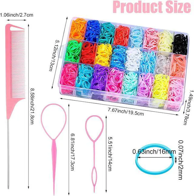 Alt view image 2 of 7 - 2000 Pcs Elastic Hair Rubber Bands for Girls, 24 Colors Small Girl Hair Ties Baby Hair Ties Elastic Rubber Bands with Hair Loop Styling Tool Hair Accessories for Toddler Baby Girl Hair