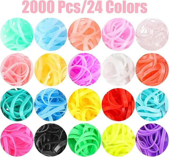 Alt view image 3 of 7 - 2000 Pcs Elastic Hair Rubber Bands for Girls, 24 Colors Small Girl Hair Ties Baby Hair Ties Elastic Rubber Bands with Hair Loop Styling Tool Hair Accessories for Toddler Baby Girl Hair