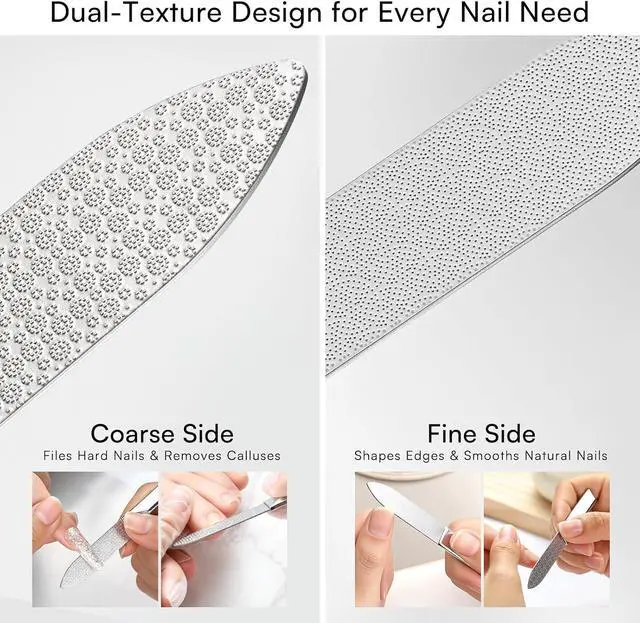 Alt view image 4 of 7 - Makartt Metal Nail File for Natural Nails: Stainless Steel File, 1PC | Dual-Sided Coarse & Fine Grinding Surface, Precision, Durable, Nail Care Tool with Leather Case, for Women & Men
