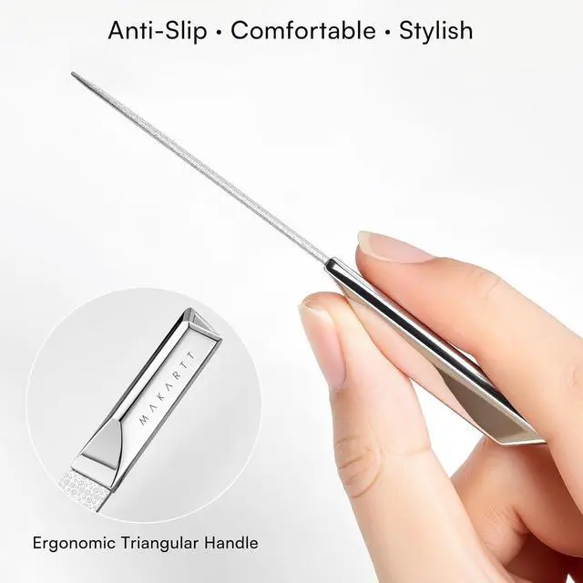 Alt view image 6 of 7 - Makartt Metal Nail File for Natural Nails: Stainless Steel File, 1PC | Dual-Sided Coarse & Fine Grinding Surface, Precision, Durable, Nail Care Tool with Leather Case, for Women & Men