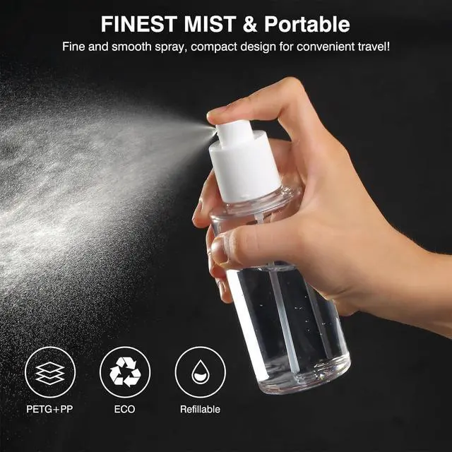 Alt view image 5 of 7 - Boenoea Small Spray Bottle,Travel Spray Bottles Plastic Portable Refillable Empty Bottles for Outgoing - Leak Proof - Clear