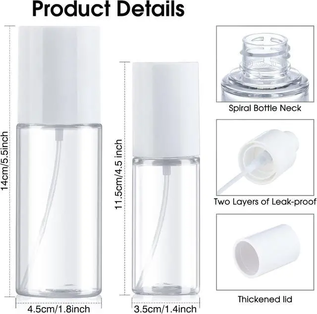 Alt view image 2 of 7 - Boenoea Small Spray Bottle,Travel Spray Bottles Plastic Portable Refillable Empty Bottles for Outgoing - Leak Proof - Clear