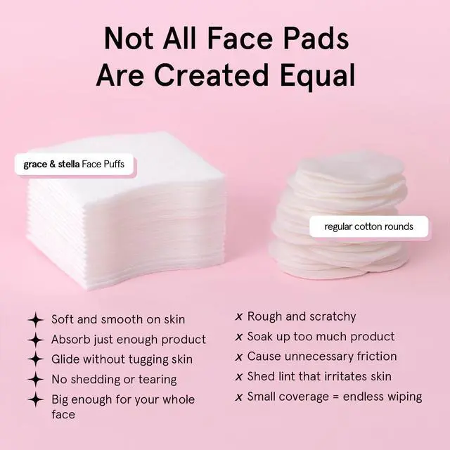 Alt view image 3 of 7 - grace & stella Face Pads for Toner, Essence, and DIY Mask (100 Count) | Soft, Lint-Free Makeup Remover Pads - Durable Facial Pad for Skincare - Vegan, Cruelty-Free