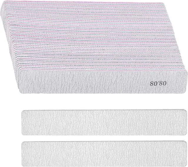 Main image of 21 Pcs Nail File 80/80 Grit Nail File,Gray Double Sided Emery Boards | Professional Nail Files for Natural and Acrylic Nails