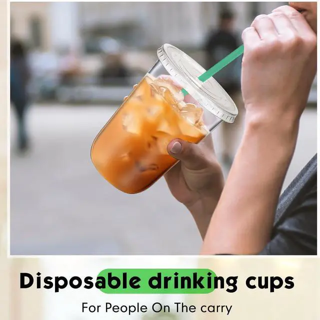 Alt view image 5 of 6 - Baderke 25 Sets Clear Plastic Cups with Lids and Straws Disposable Plastic Iced Coffee Cups for Cold Beverage Juice Smoothie Coffee and Party Catering (16 oz)