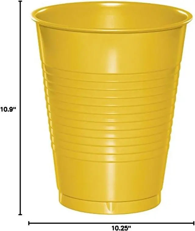 Alt view image 2 of 2 - Touch of Color 16 oz Plastic Party Cups, School Bus Yellow, 20 ct | Yellow Plastic Cups Holds 16 oz of Cold Drinks, Convenient, Disposable Cups for Parties, Birthdays, Events, and Everyday Use