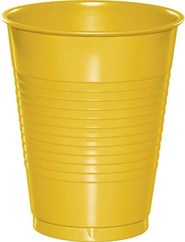 Main image of Touch of Color 16 oz Plastic Party Cups, School Bus Yellow, 20 ct | Yellow Plastic Cups Holds 16 oz of Cold Drinks, Convenient, Disposable Cups for Parties, Birthdays, Events, and Everyday Use