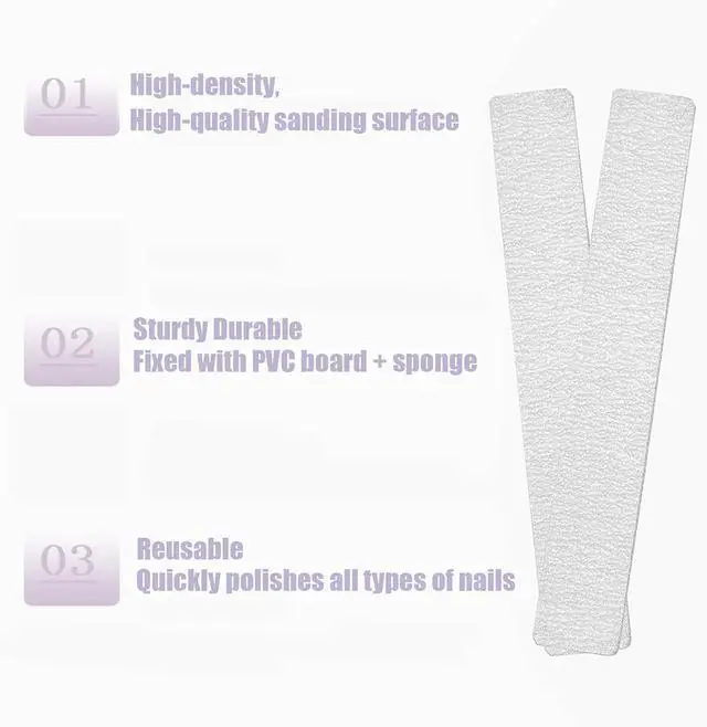 Alt view image 3 of 6 - 21 Pcs Nail File 80/80 Grit Nail File,Gray Double Sided Emery Boards | Professional Nail Files for Natural and Acrylic Nails