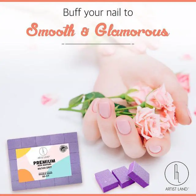 Alt view image 2 of 6 - Purple Mini Buffer Set 180/240 Grit 50 Ct - Professional Grade Salon Quality Nail Buffing Blocks Pack for Pre-Application of Polish, Gel, Acrylic, Double-Sided Buffer Blocks