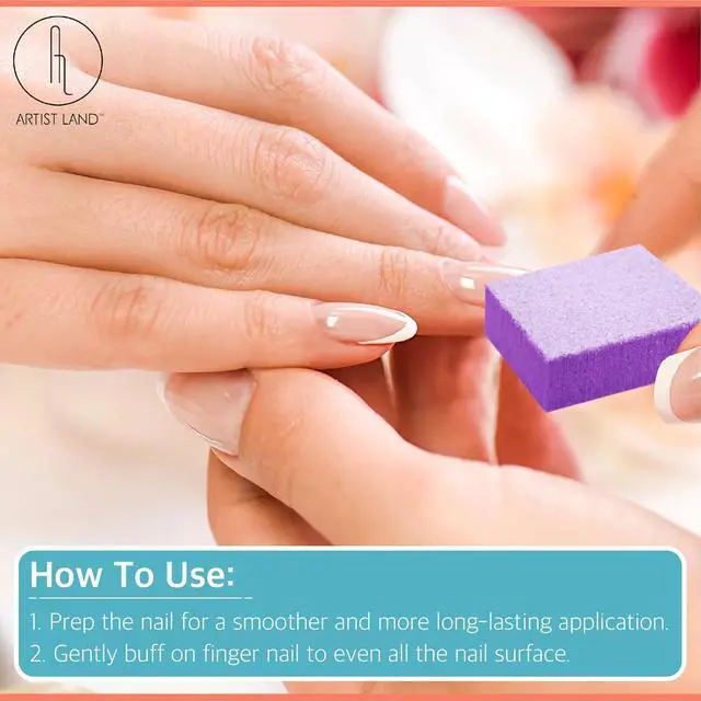 Alt view image 3 of 6 - Purple Mini Buffer Set 180/240 Grit 50 Ct - Professional Grade Salon Quality Nail Buffing Blocks Pack for Pre-Application of Polish, Gel, Acrylic, Double-Sided Buffer Blocks