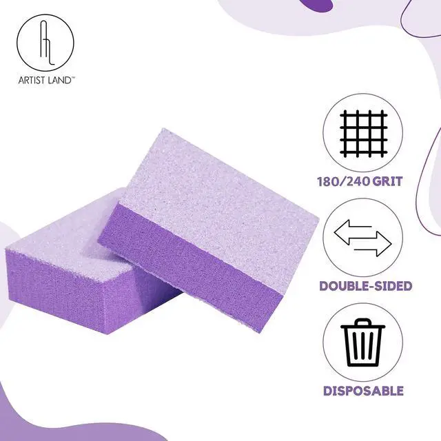 Alt view image 5 of 6 - Purple Mini Buffer Set 180/240 Grit 50 Ct - Professional Grade Salon Quality Nail Buffing Blocks Pack for Pre-Application of Polish, Gel, Acrylic, Double-Sided Buffer Blocks