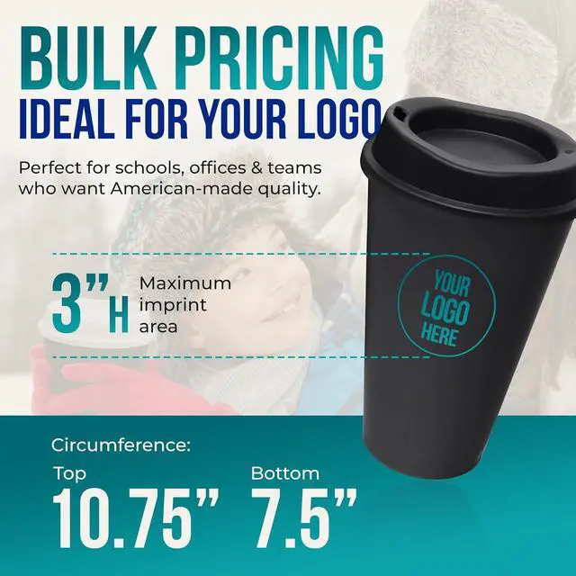 Alt view image 7 of 7 - Rolling Sands USA Made 16 oz Reusable Coffee Cups with Lids 2 Pk, To Go Travel Cups, Hot or Cold Drinks, Dishwasher and Microwave Safe, White