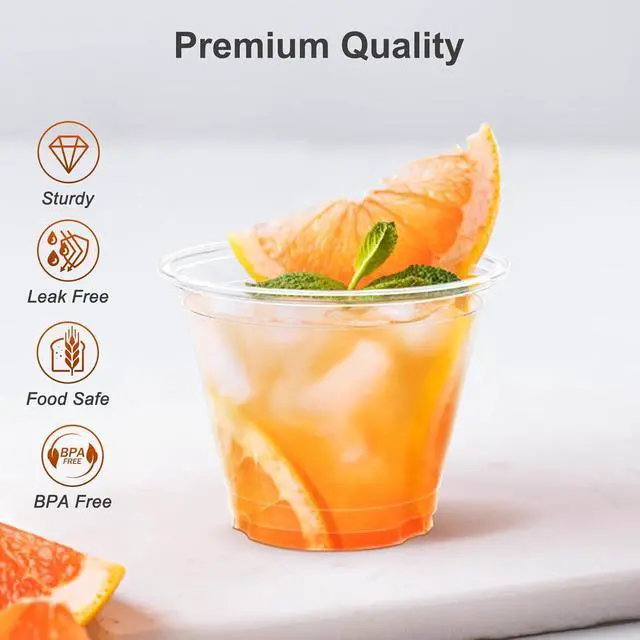 Alt view image 3 of 7 - Dealusy 100 Pack 9 oz Clear Plastic Cups | Sturdy & Food Safe Disposable Plastic Cups for Wine Cocktail Punch