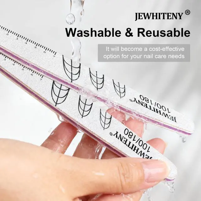 Alt view image 5 of 7 - JEWHITENY 9 PCS Nail File Set: 100/180 Grit Emery Boards Dual-Sided Nail File for Natural Nails and Acrylic Nails,Washable and Reusable Multi-Grit Manicure Kit for Beginners & Professionals