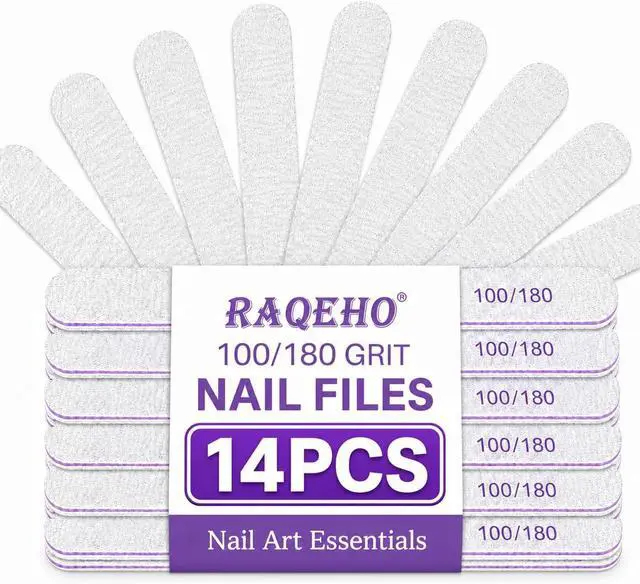 Main image of 14pc Nail Files 100/180 Grit - Double Sided Emery Board Natural Nail | Professional Limas Para Uñas Acrylic Gel Nail, Manicure Filer Tool for Home Salon Use, Nail Shaper, Tech, Art, Prep Supplies