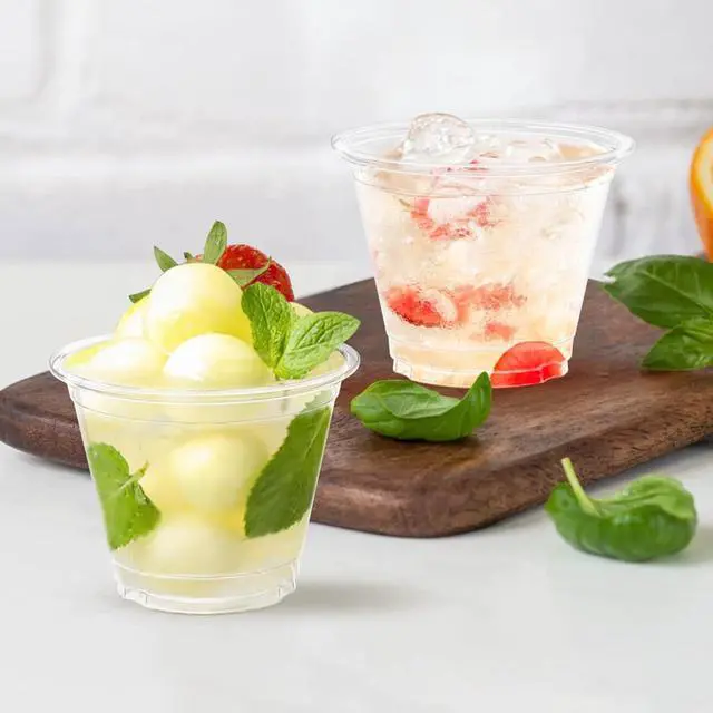 Alt view image 5 of 7 - Dealusy 100 Pack 9 oz Clear Plastic Cups | Sturdy & Food Safe Disposable Plastic Cups for Wine Cocktail Punch
