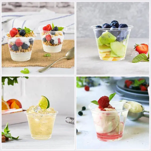 Alt view image 6 of 7 - Dealusy 100 Pack 9 oz Clear Plastic Cups | Sturdy & Food Safe Disposable Plastic Cups for Wine Cocktail Punch