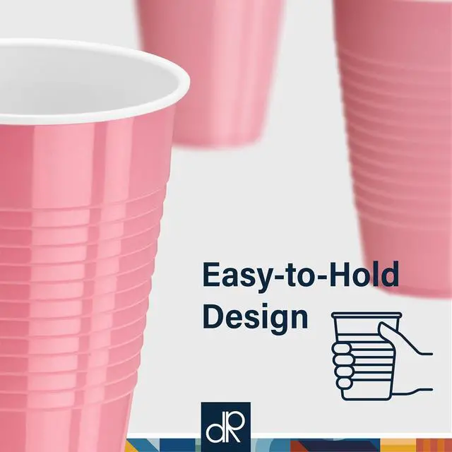 Alt view image 4 of 7 - DecorRack Pink Plastic Cups, 12 oz Disposable Cups, Reusable Party Supplies (40 Count)