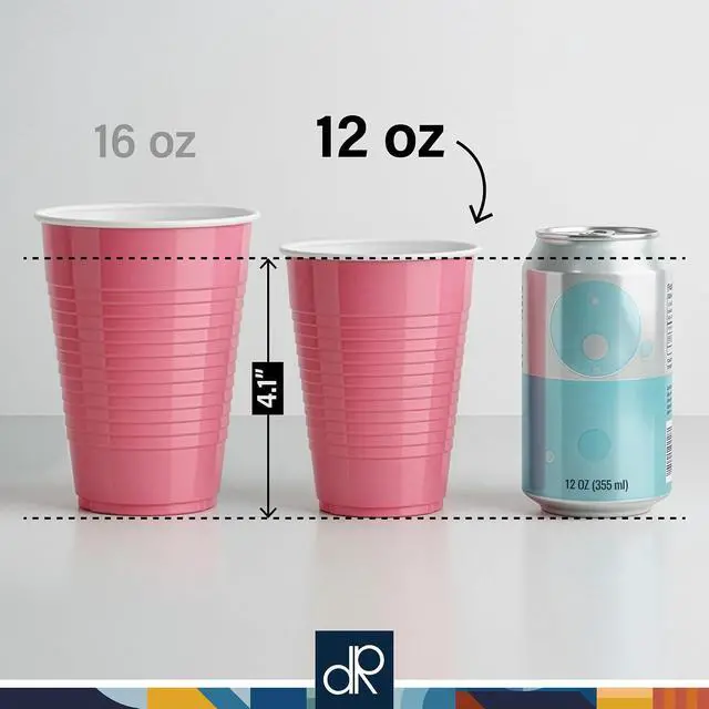 Alt view image 3 of 7 - DecorRack Pink Plastic Cups, 12 oz Disposable Cups, Reusable Party Supplies (40 Count)