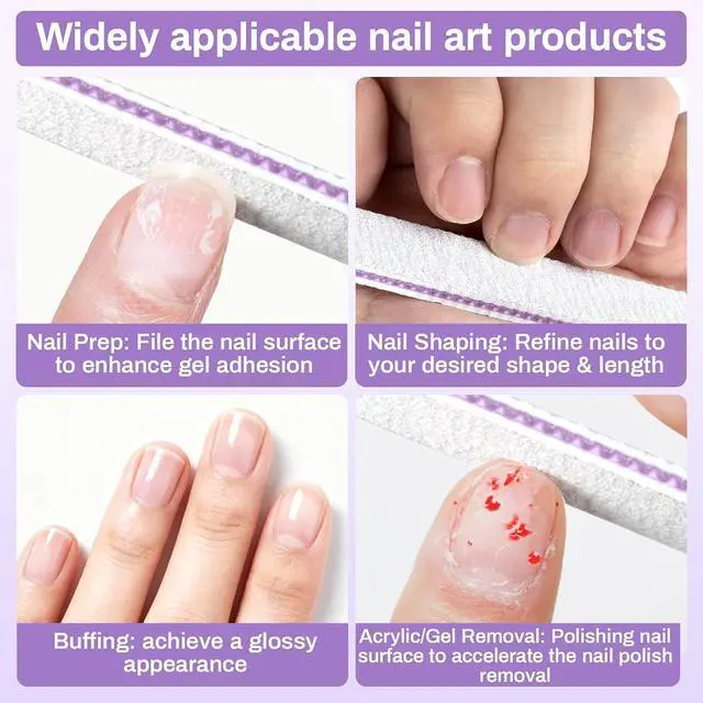 Alt view image 4 of 7 - 14pc Nail Files 100/180 Grit - Double Sided Emery Board Natural Nail | Professional Limas Para Uñas Acrylic Gel Nail, Manicure Filer Tool for Home Salon Use, Nail Shaper, Tech, Art, Prep Supplies