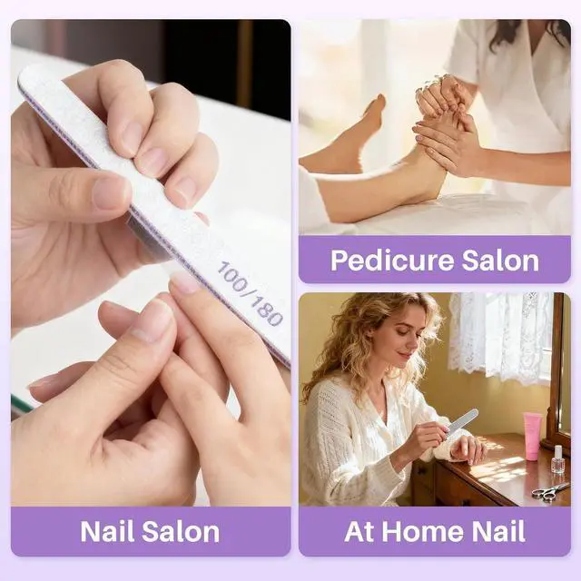 Alt view image 6 of 7 - 14pc Nail Files 100/180 Grit - Double Sided Emery Board Natural Nail | Professional Limas Para Uñas Acrylic Gel Nail, Manicure Filer Tool for Home Salon Use, Nail Shaper, Tech, Art, Prep Supplies