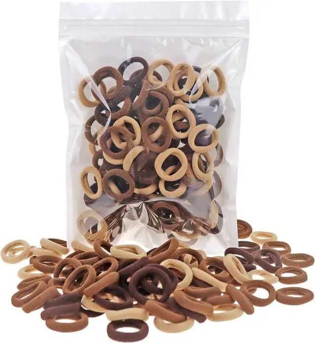 Main image of 100 Pack Nylon Small Hair Ties Seamless Ponytail Holder Toddlers Baby Girls' Hair Elastics